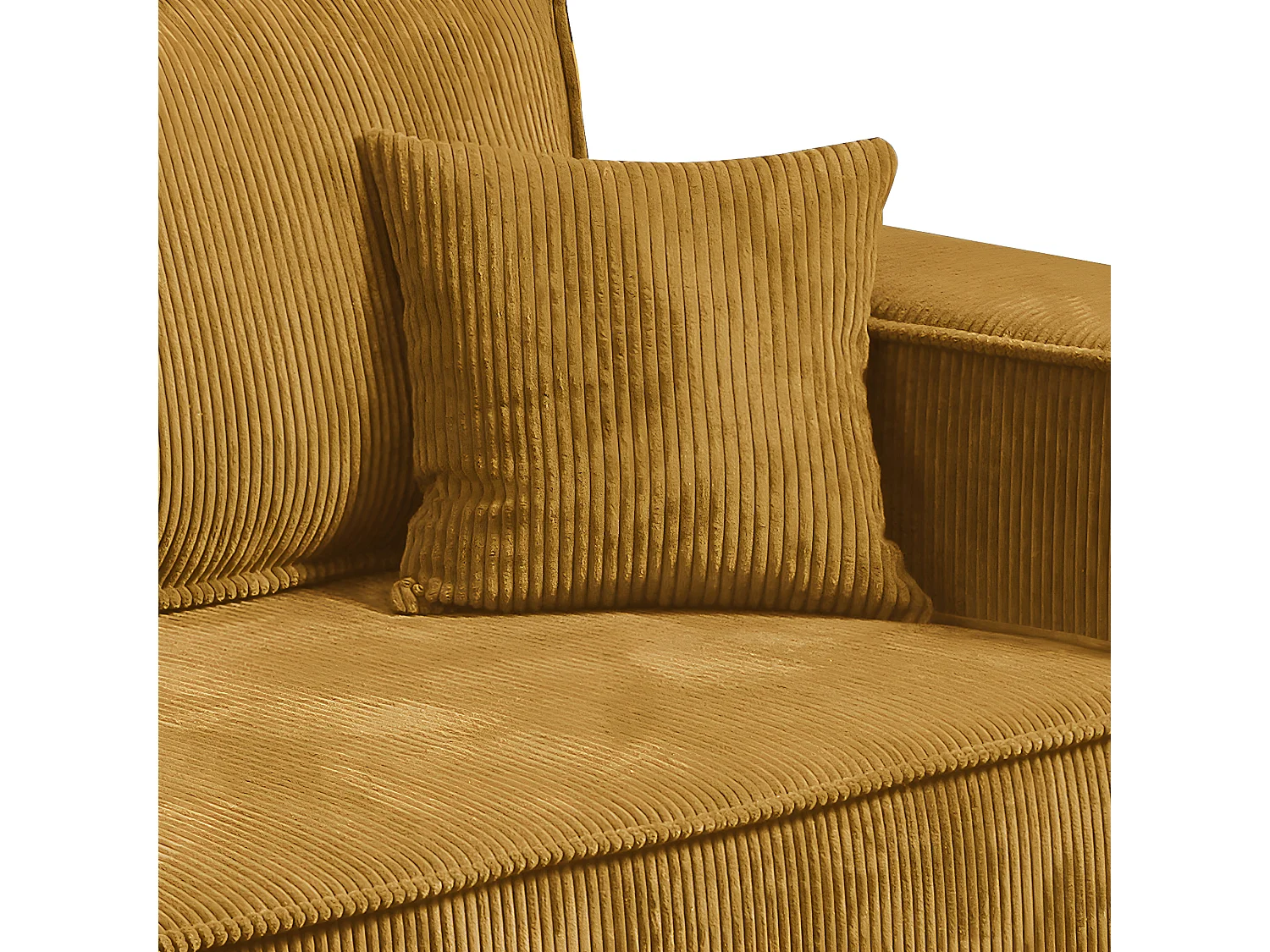 Canapé convertible 4 places avec coffre Isaac velours côtelé Jaune