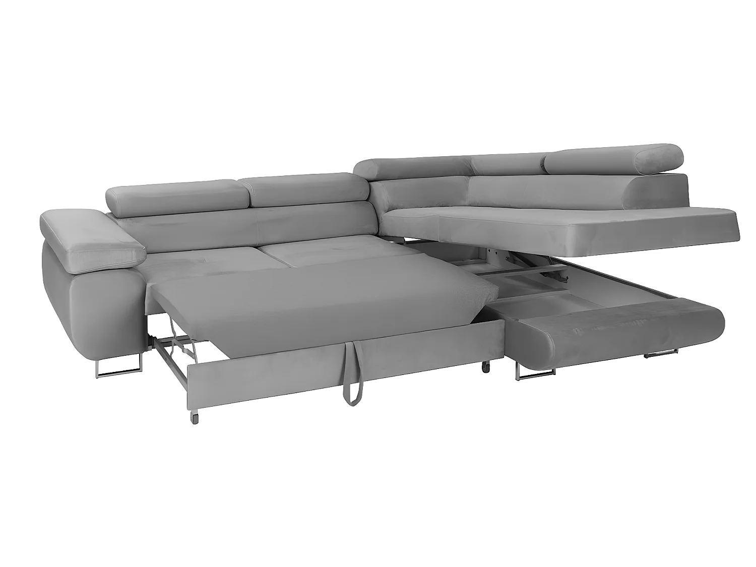 Canapé d'angle convertible droit 4 places Wilson velours Rose