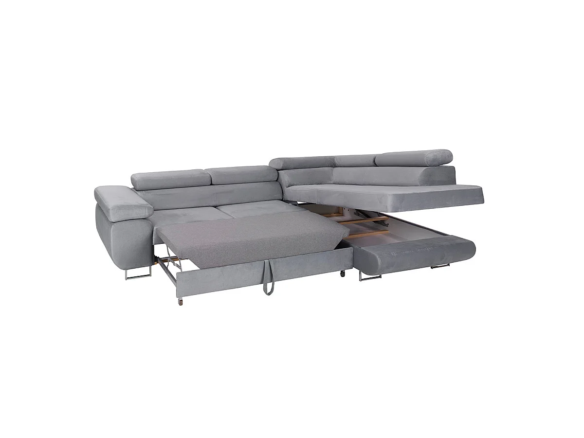 Canapé d'angle convertible 4 places en velours rose WILSON