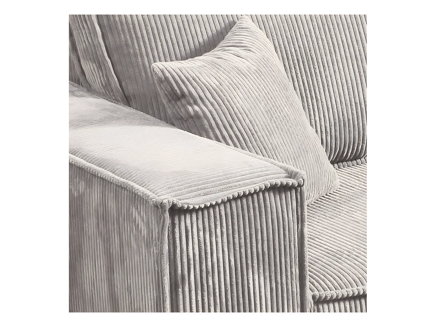 Canapé convertible 4 places avec coffre Isaac velours côtelé Blanc cassé