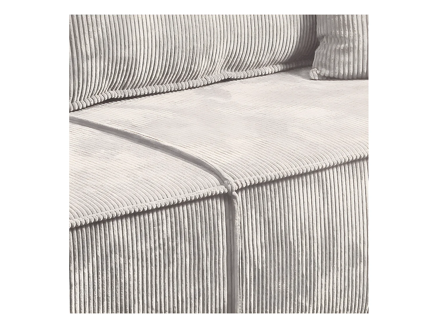 Canapé convertible 4 places avec coffre Isaac velours côtelé Blanc cassé