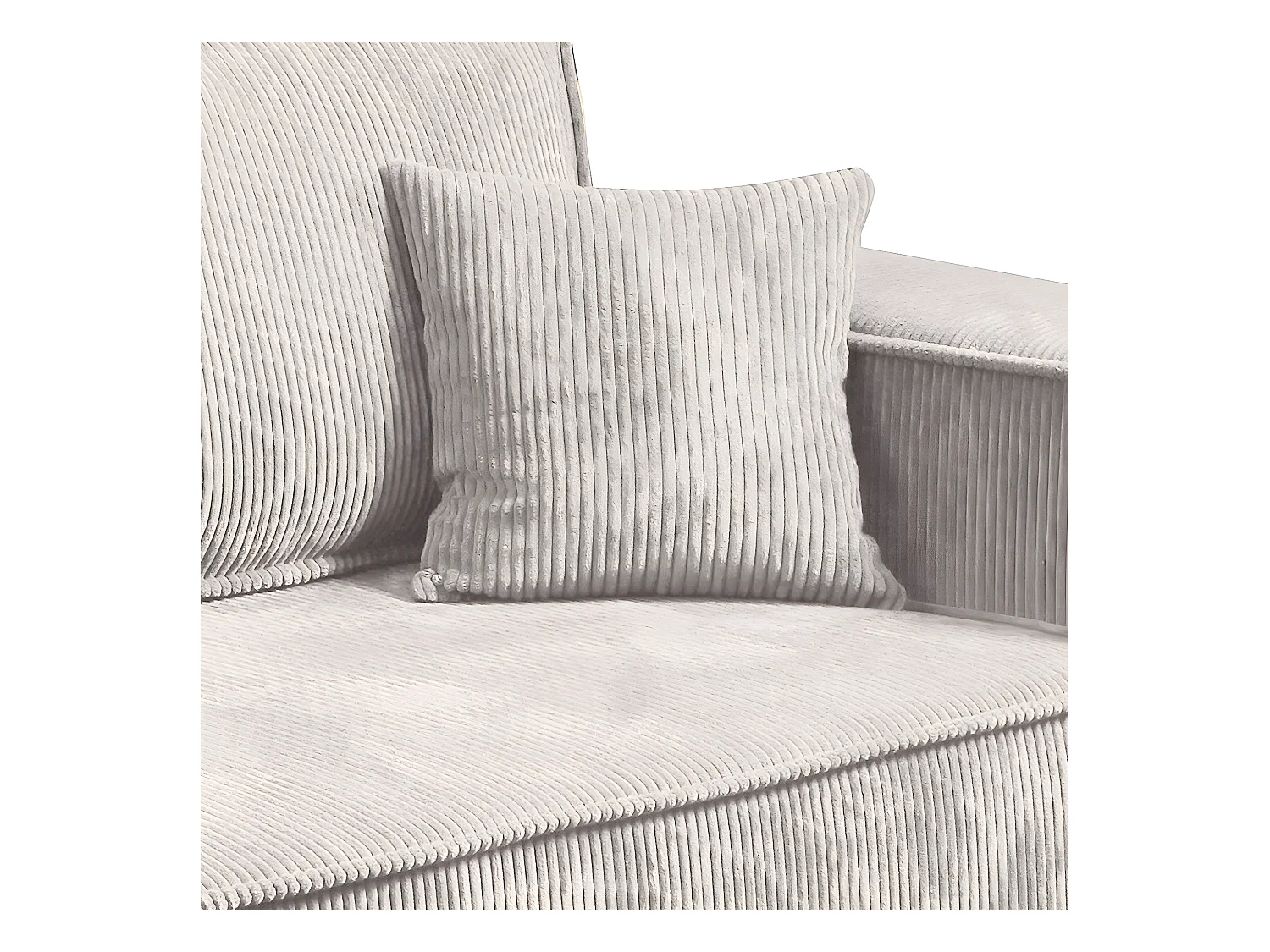 Canapé convertible 4 places avec coffre Isaac velours côtelé Blanc cassé