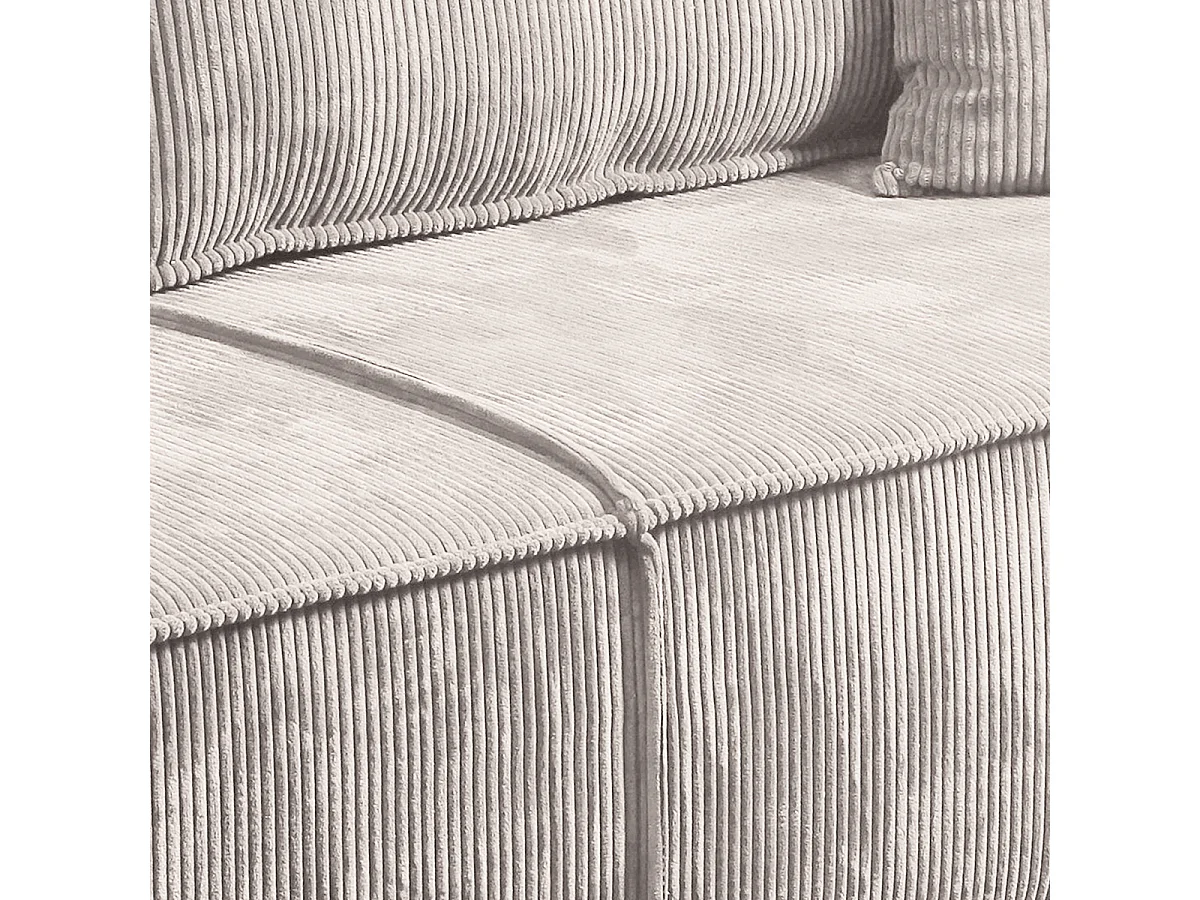 Canapé convertible 4 places avec coffre Isaac velours côtelé Blanc cassé