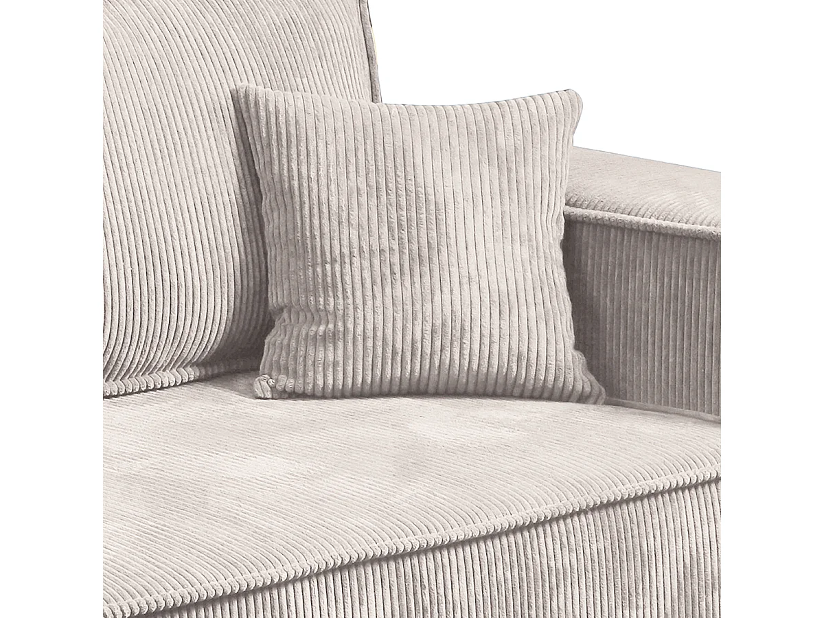 Canapé convertible 4 places avec coffre Isaac velours côtelé Blanc cassé