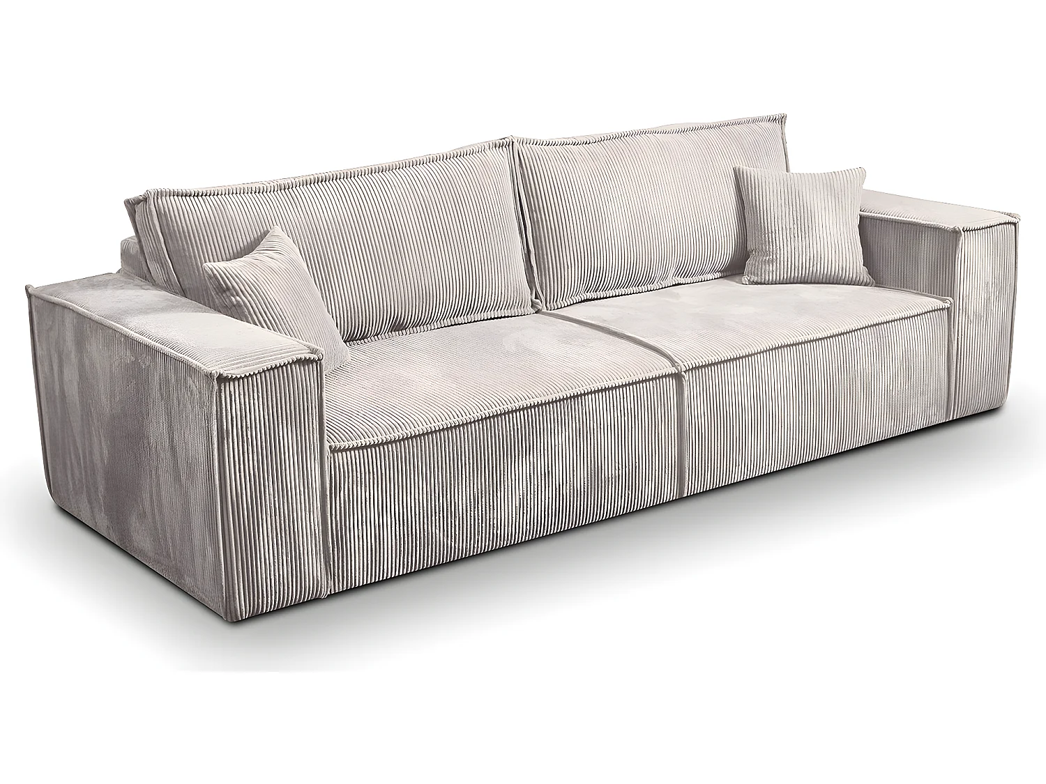 Canapé convertible 4 places avec coffre Isaac velours côtelé Blanc cassé