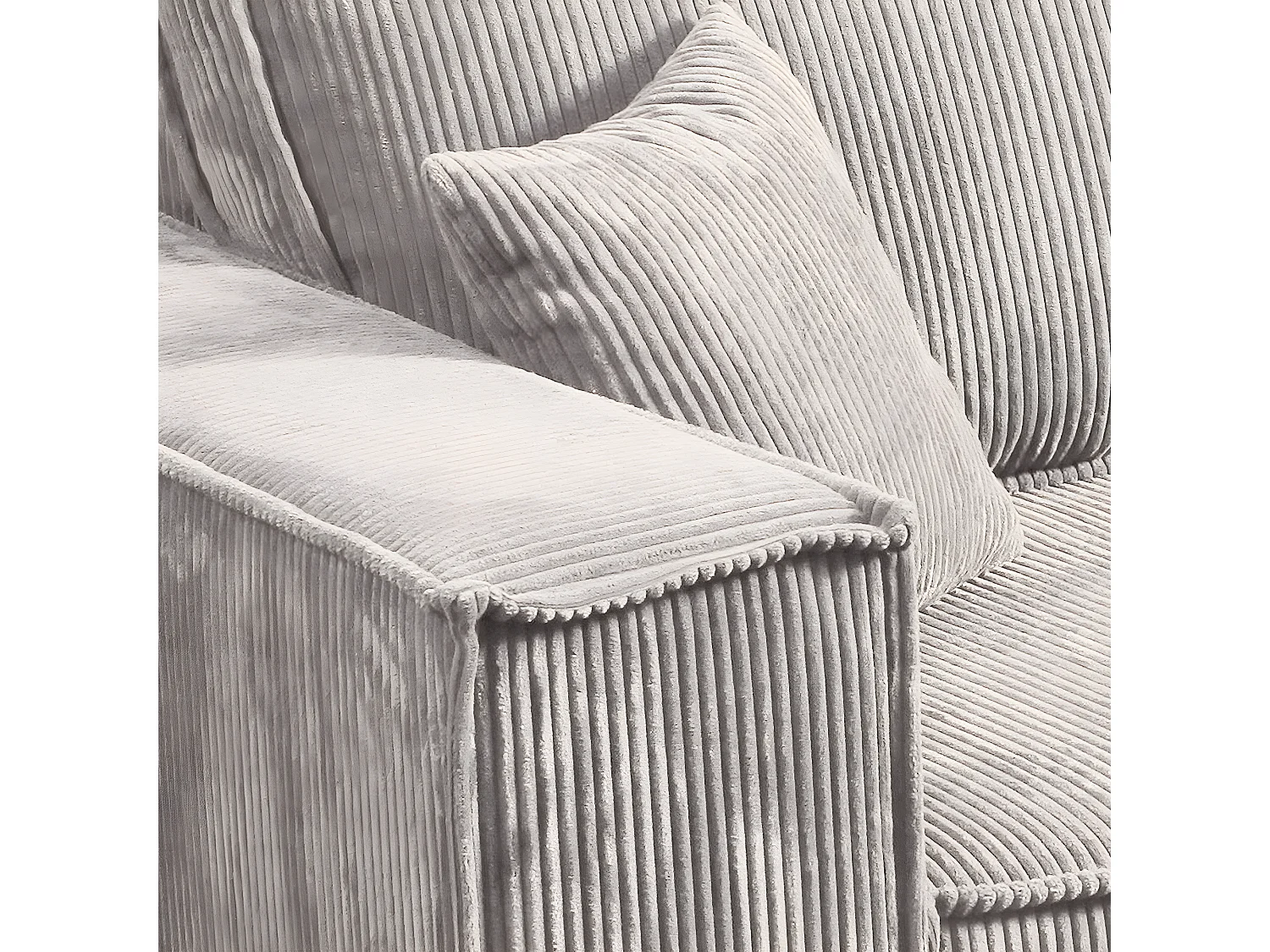 Canapé convertible 4 places avec coffre Isaac velours côtelé Blanc cassé