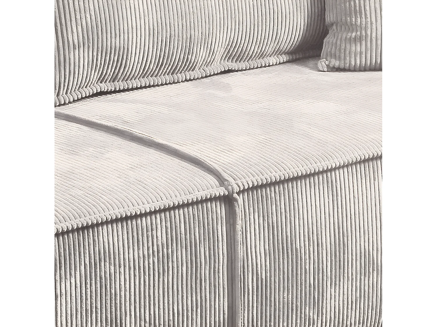 Canapé convertible 4 places avec coffre Isaac velours côtelé Blanc cassé