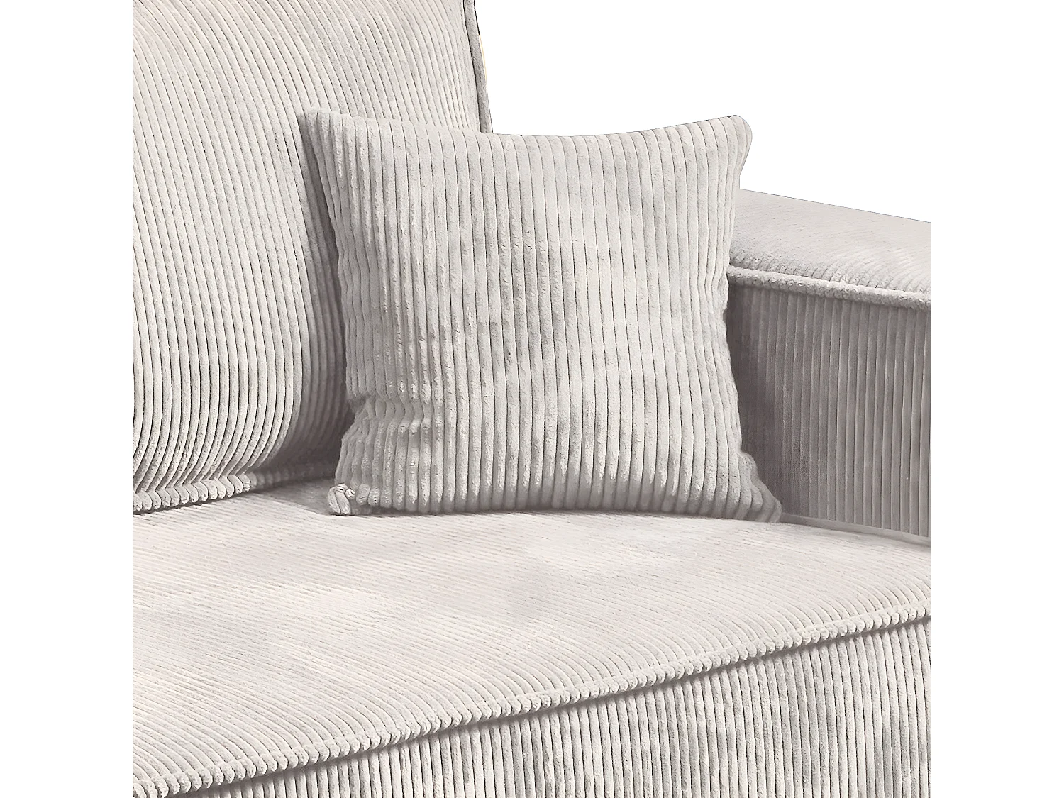Canapé convertible 4 places avec coffre Isaac velours côtelé Blanc cassé