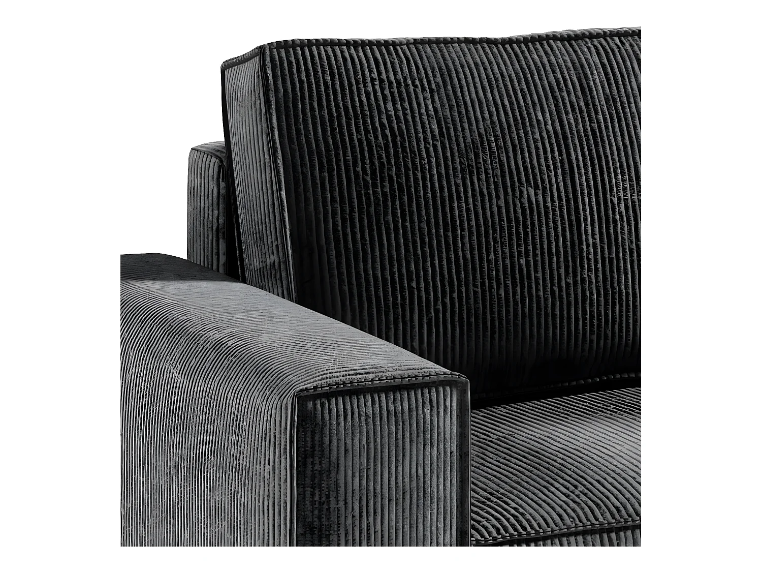 Canapé d'angle réversible et convertible 4 places avec coffre Isaac velours côtelé Gris Foncé