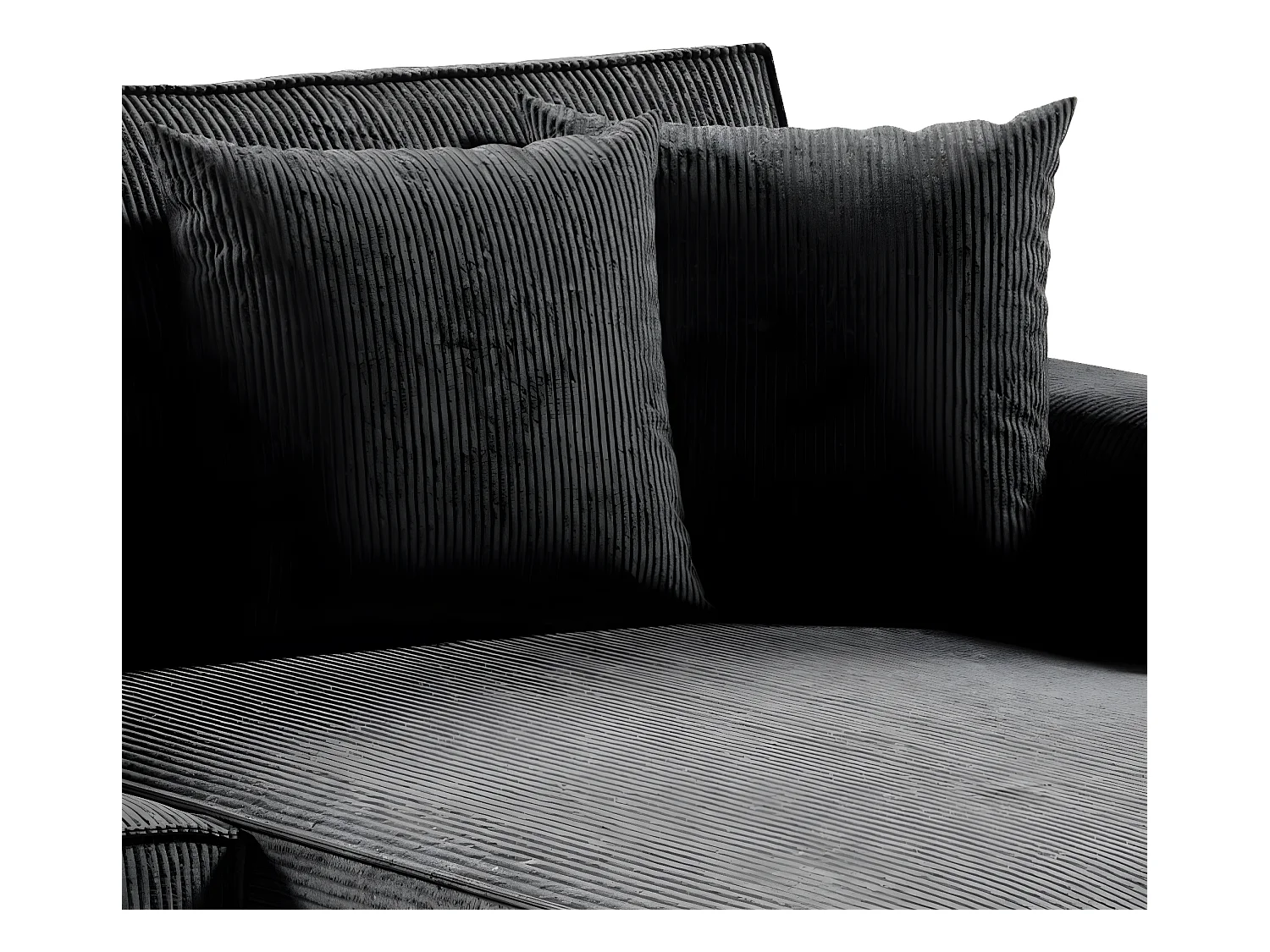 Canapé d'angle réversible et convertible 4 places avec coffre Isaac velours côtelé Gris Foncé