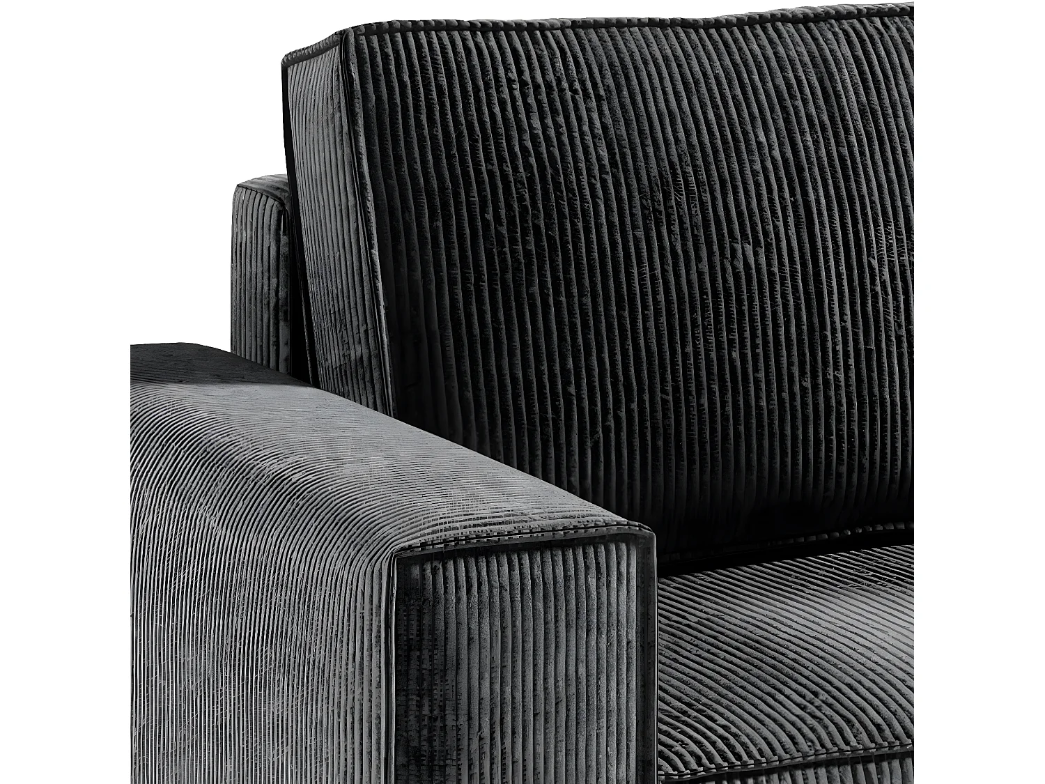 Canapé d'angle réversible et convertible 4 places avec coffre Isaac velours côtelé Gris Foncé