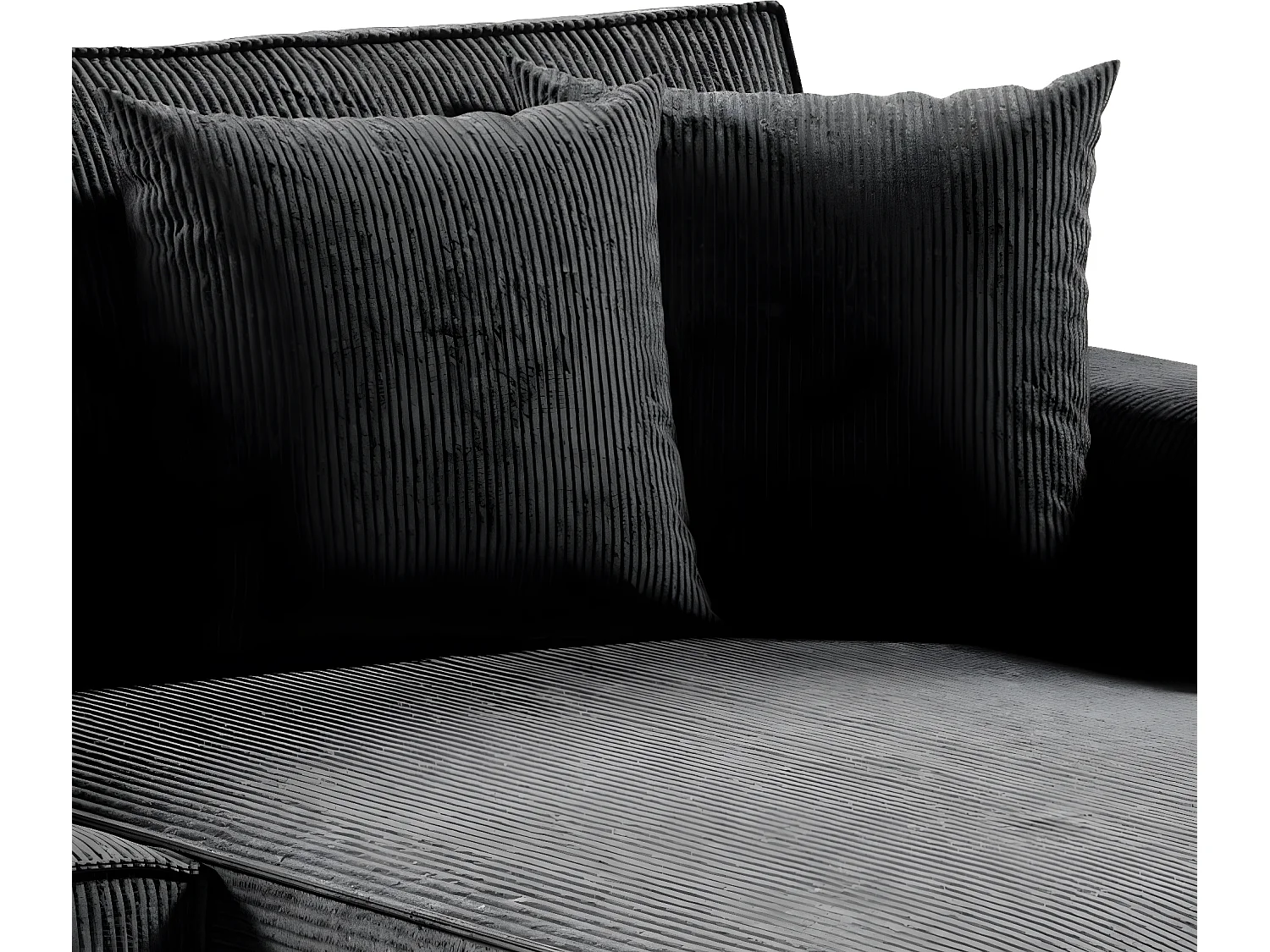 Canapé d'angle réversible et convertible 4 places avec coffre Isaac velours côtelé Gris Foncé