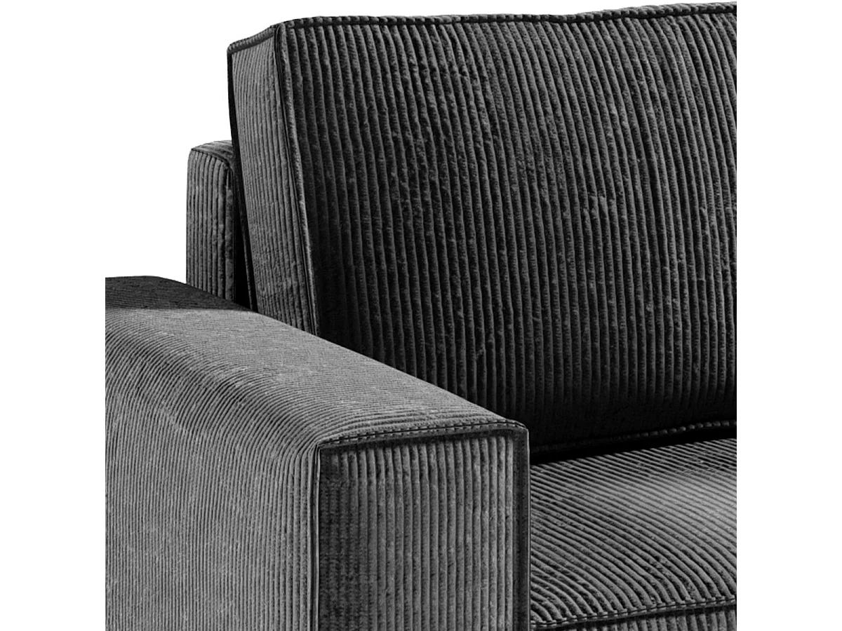 Canapé d'angle réversible et convertible 4 places avec coffre Isaac velours côtelé Gris Foncé