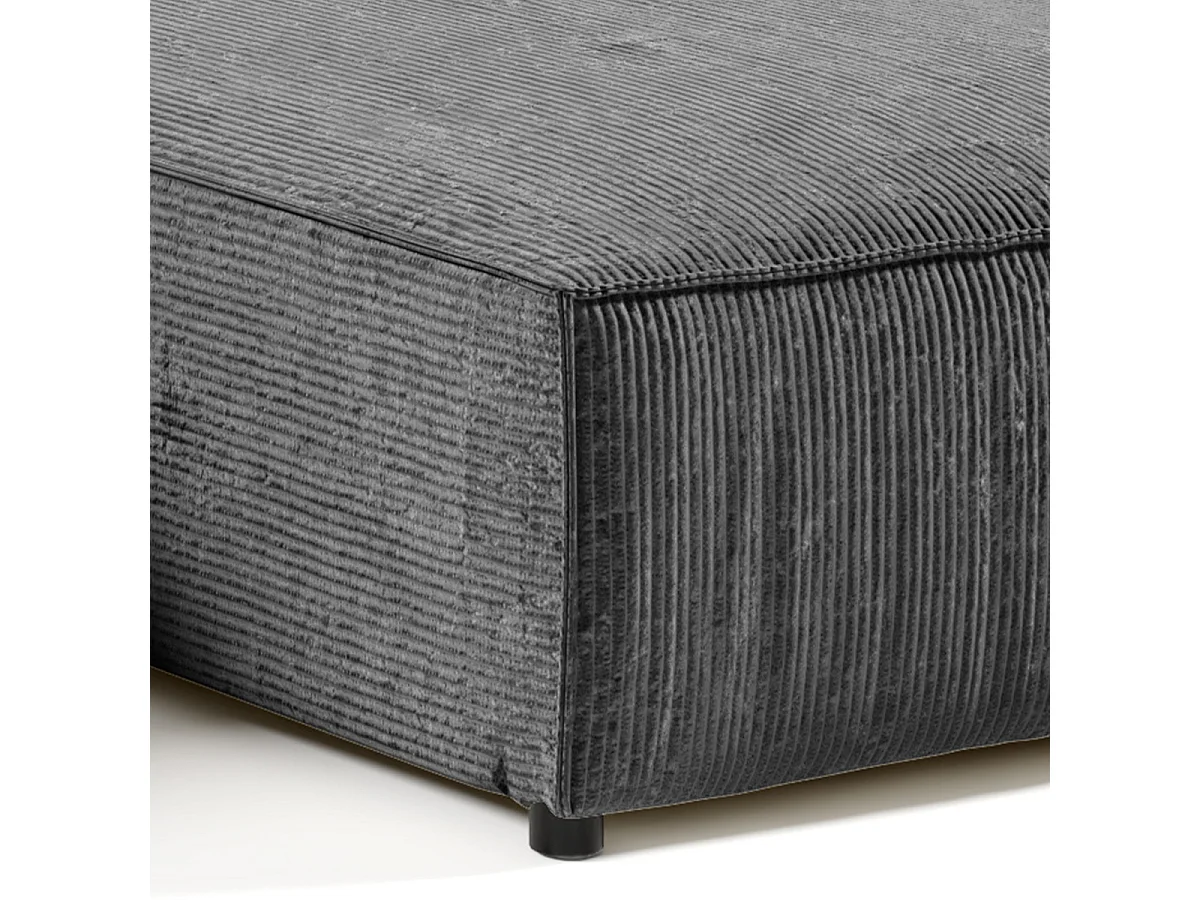 Canapé d'angle réversible et convertible 4 places avec coffre Isaac velours côtelé Gris Foncé