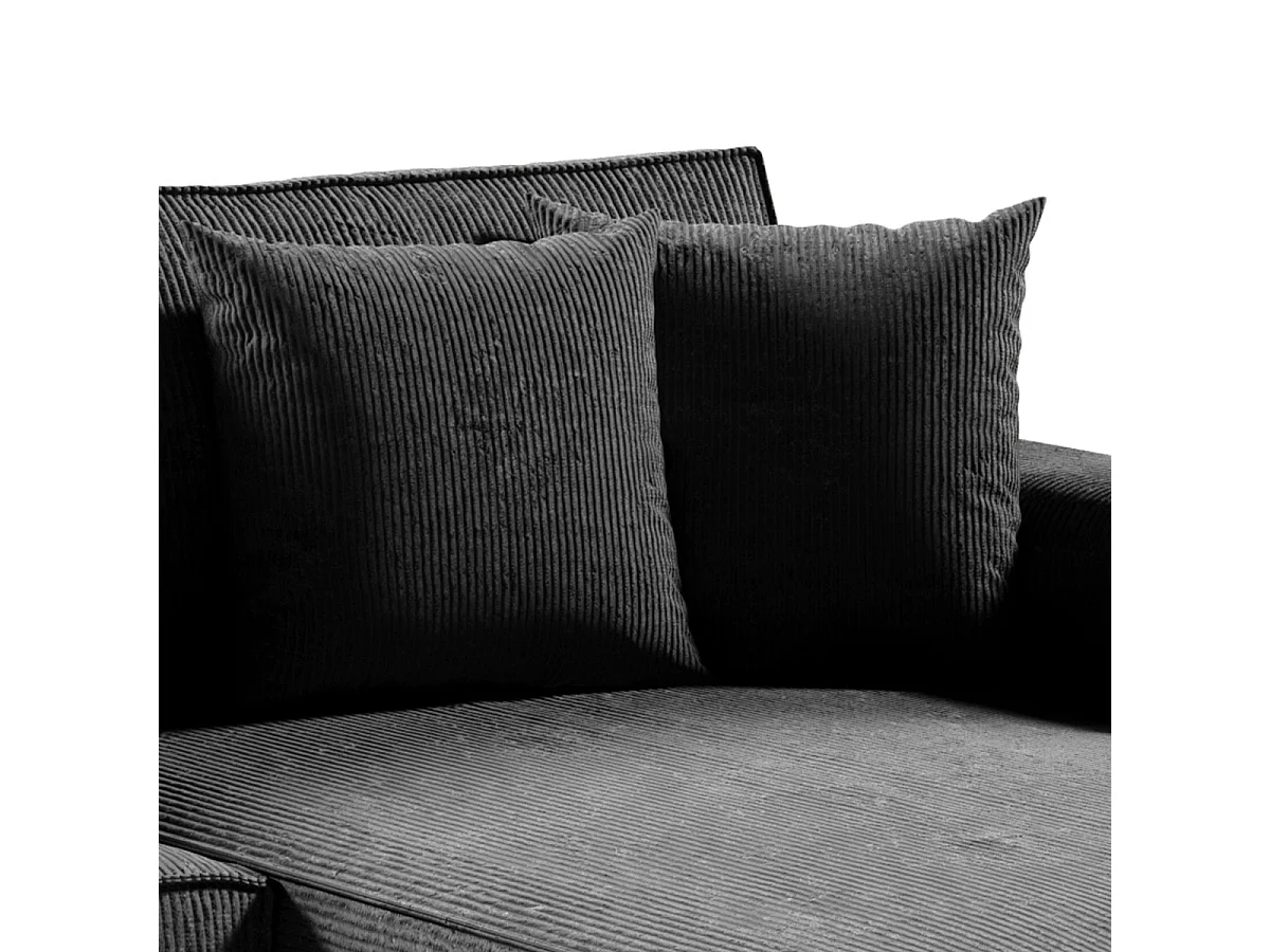 Canapé d'angle réversible et convertible 4 places avec coffre Isaac velours côtelé Gris Foncé