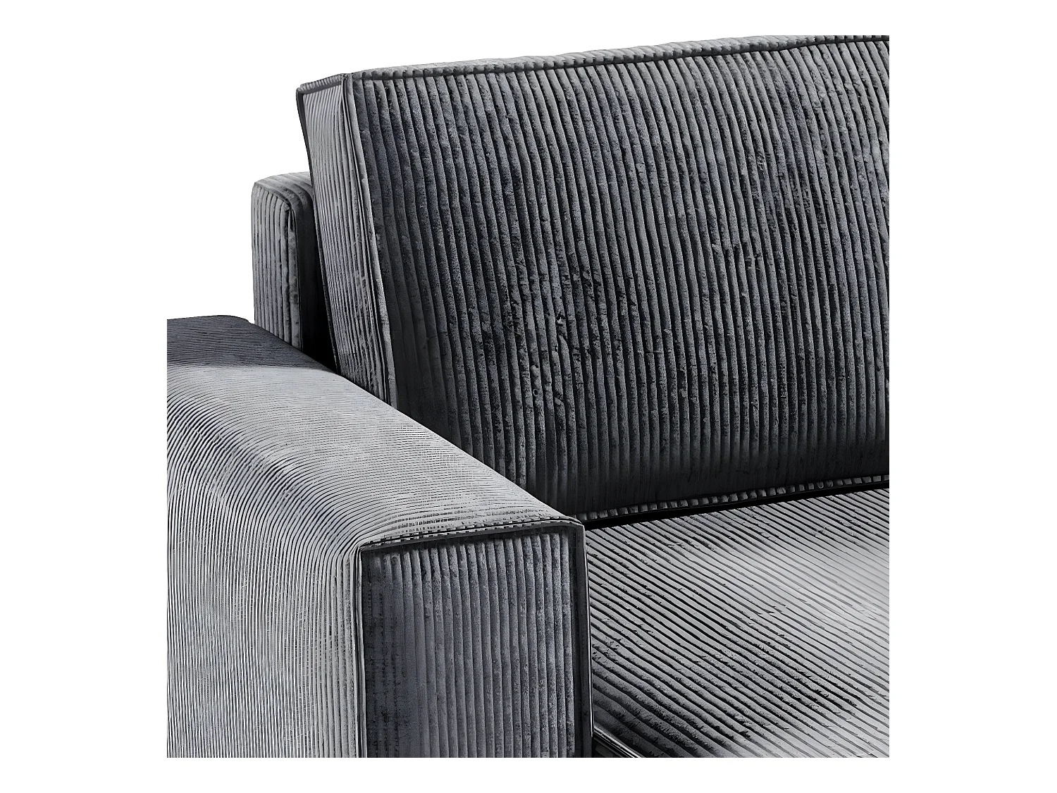 Canapé U 5 places convertible coffre Isaac velours côtelé Gris