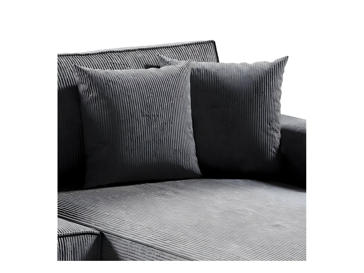 Canapé U 5 places convertible coffre Isaac velours côtelé Gris