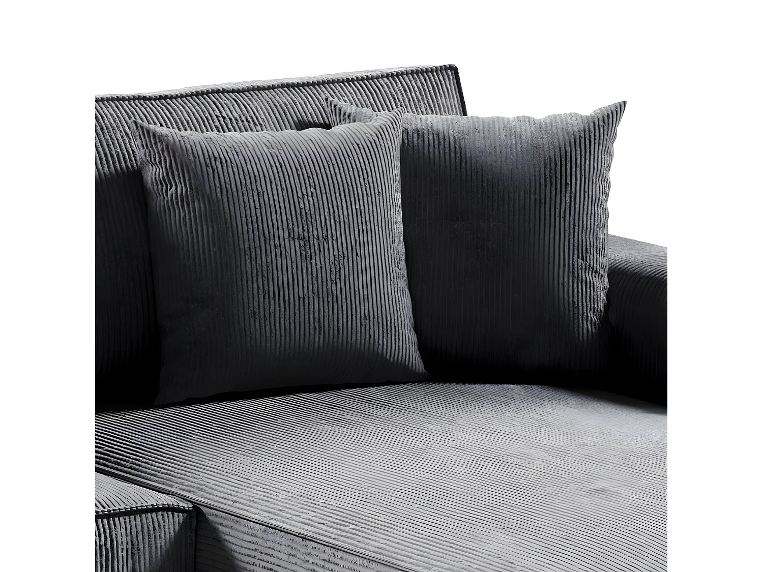 Canapé U 5 places convertible coffre Isaac velours côtelé Gris