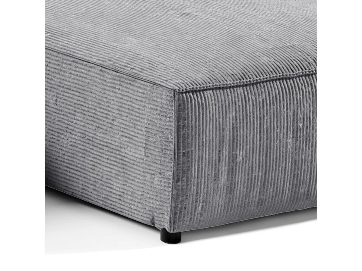 Canapé U 5 places convertible coffre Isaac velours côtelé Gris