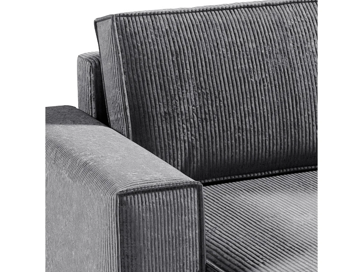 Canapé d'angle convertible 5 places avec coffre en velours gris