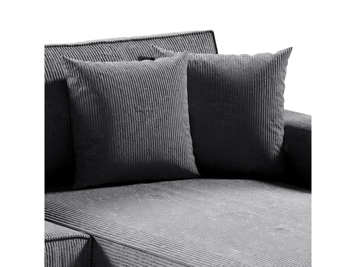 Canapé d'angle convertible 5 places avec coffre en velours gris