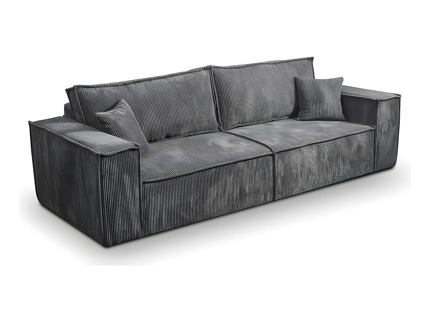 Canapé convertible 4 places avec coffre Isaac velours côtelé Gris