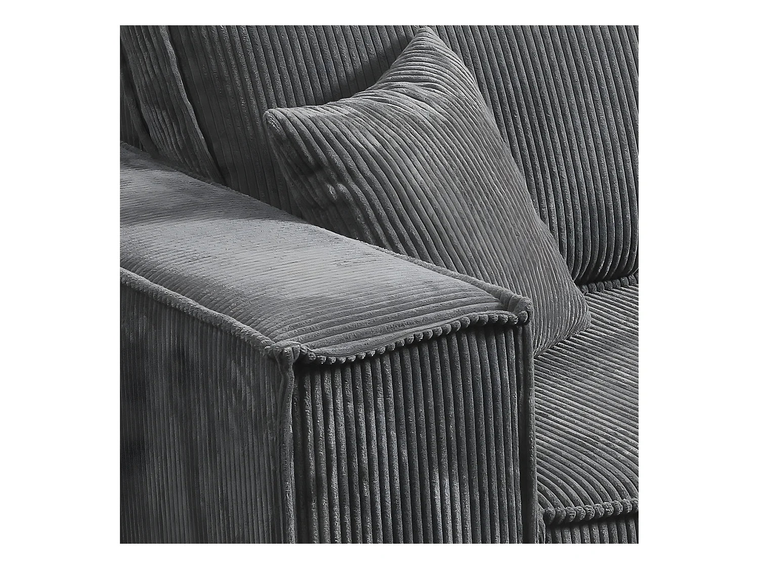 Canapé convertible 4 places avec coffre Isaac velours côtelé Gris