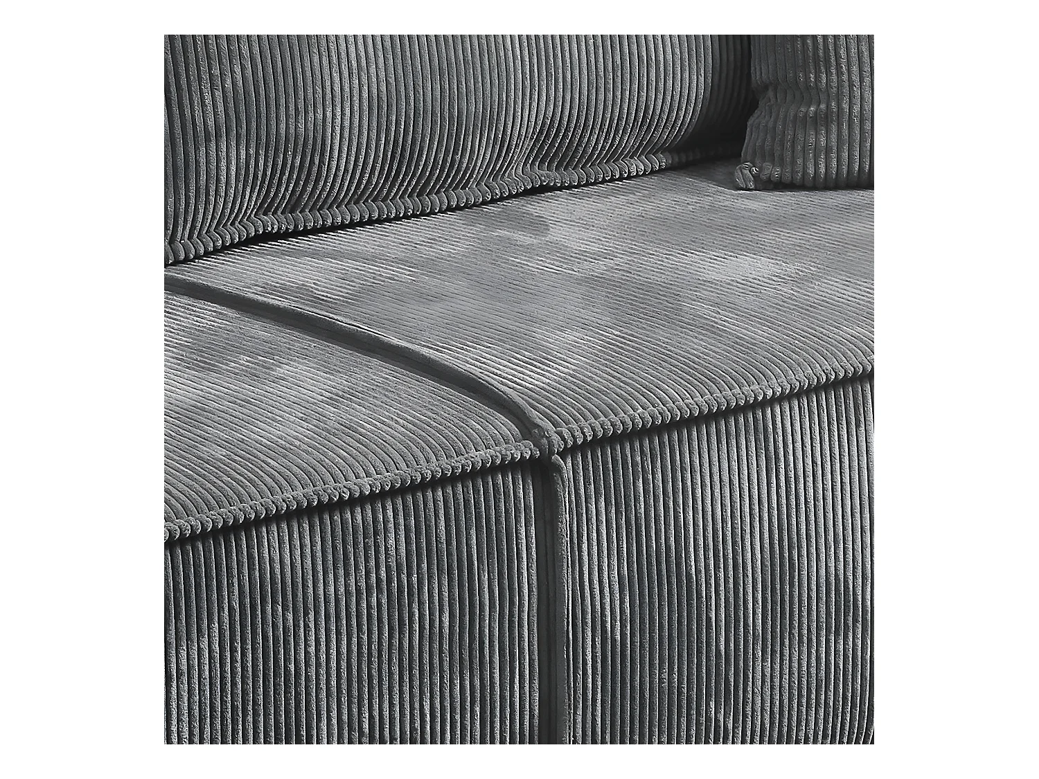 Canapé convertible 4 places avec coffre Isaac velours côtelé Gris