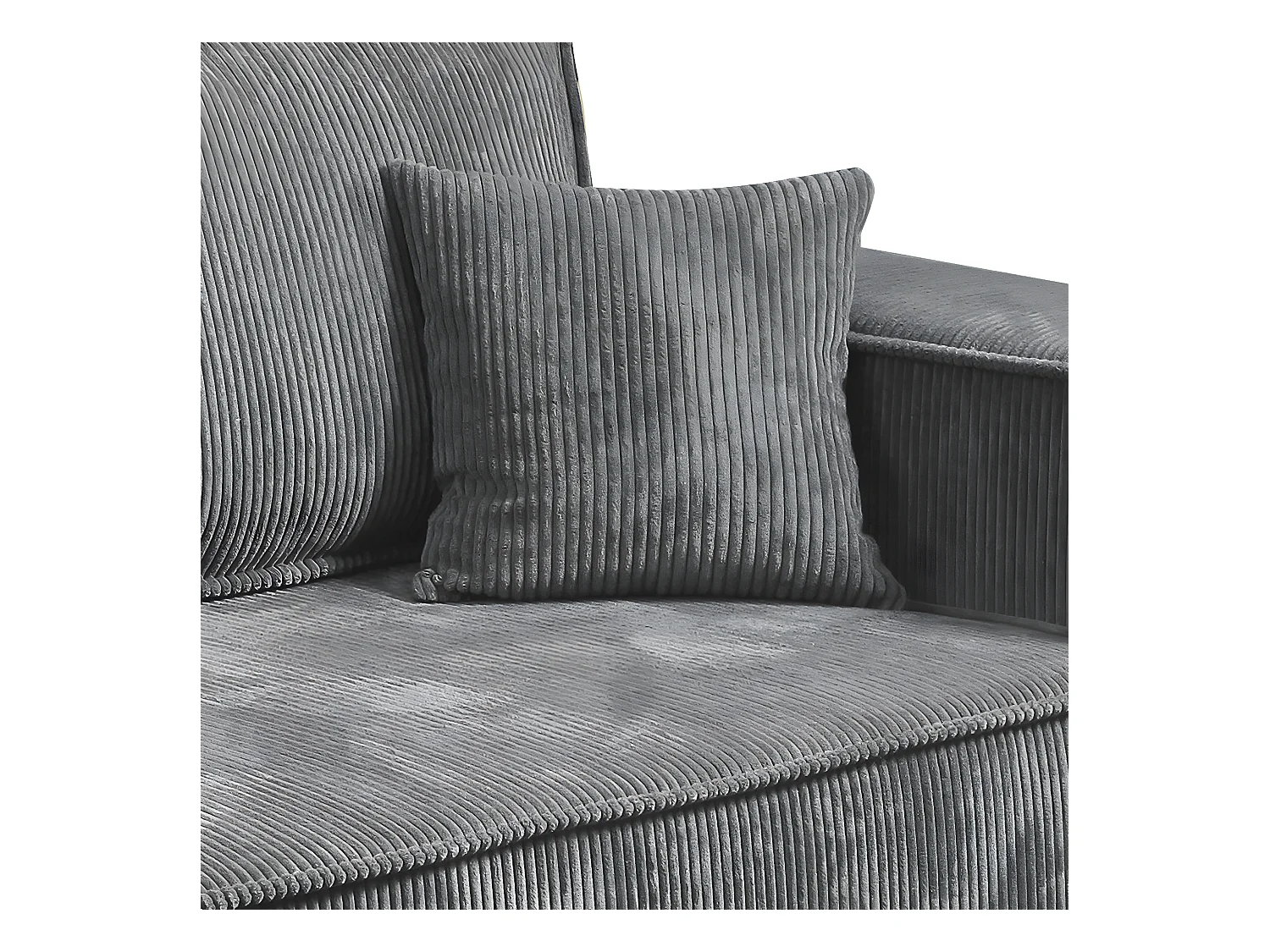 Canapé convertible 4 places avec coffre Isaac velours côtelé Gris