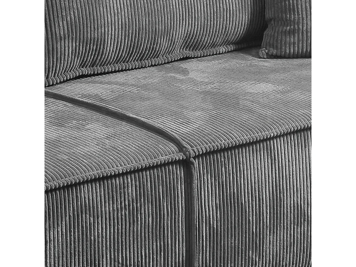 Canapé convertible 4 places avec coffre en velours côtelé gris