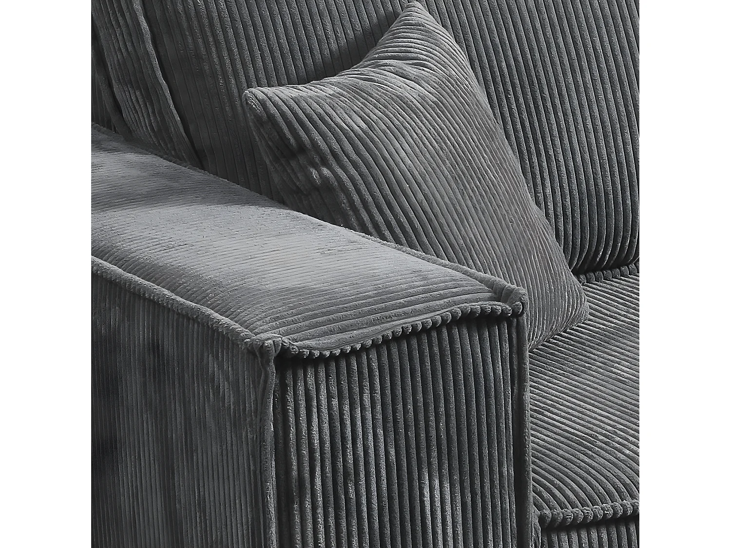 Canapé convertible 4 places avec coffre Isaac velours côtelé Gris