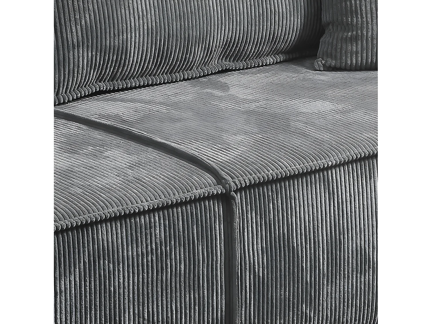 Canapé convertible 4 places avec coffre Isaac velours côtelé Gris