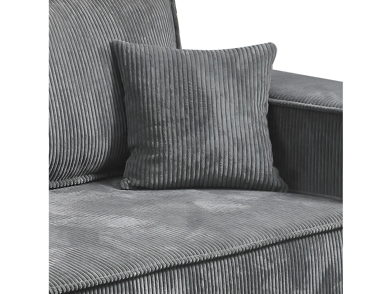 Canapé convertible 4 places avec coffre Isaac velours côtelé Gris
