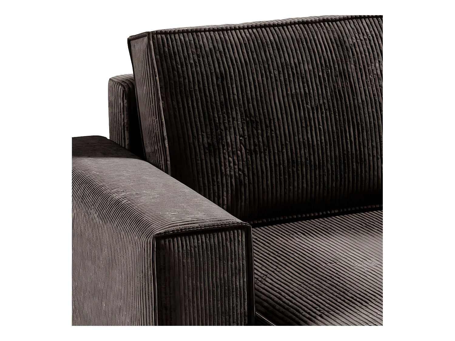 Canapé U 5 places convertible coffre Isaac velours côtelé Marron