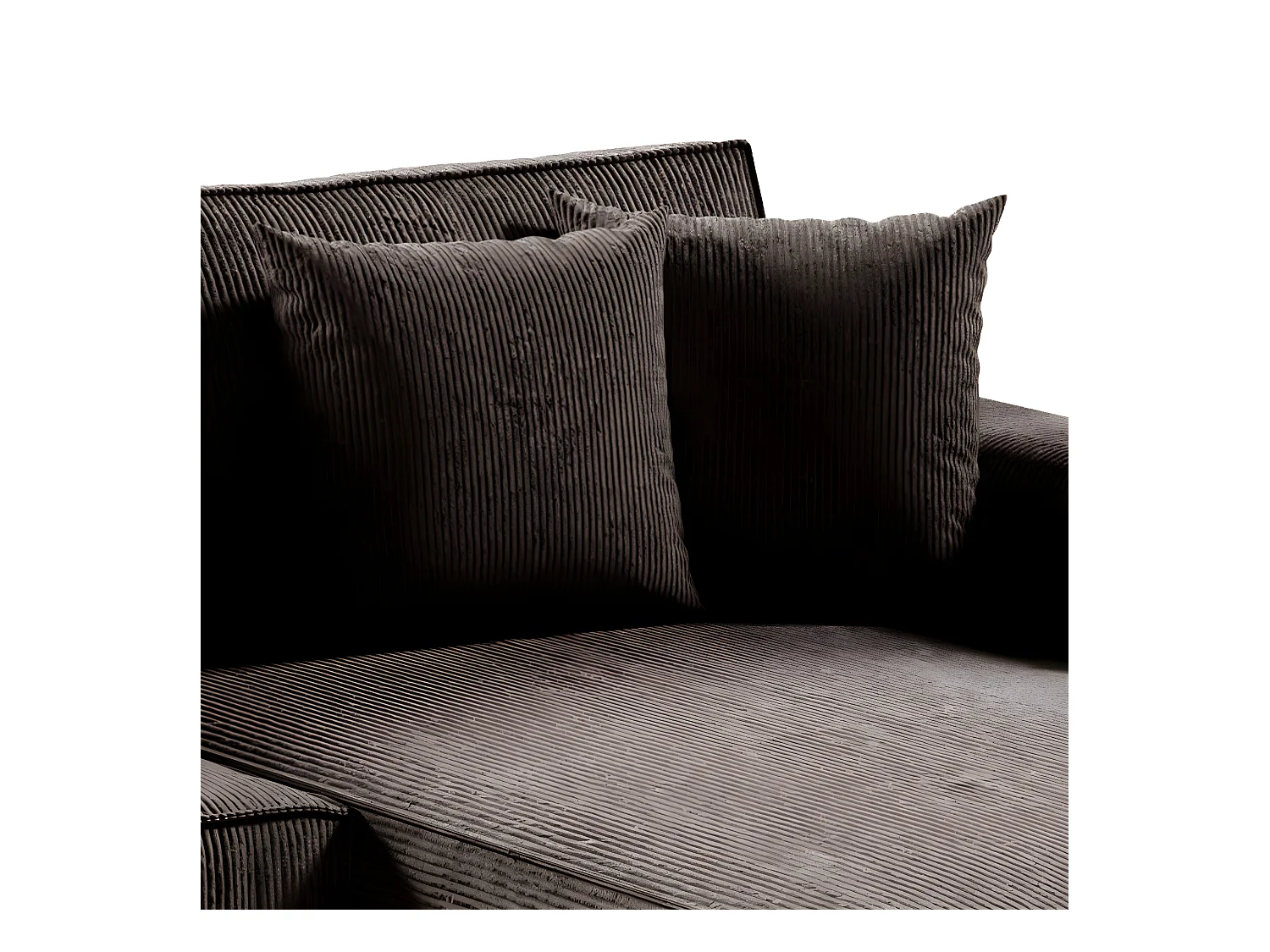 Canapé U 5 places convertible coffre Isaac velours côtelé Marron