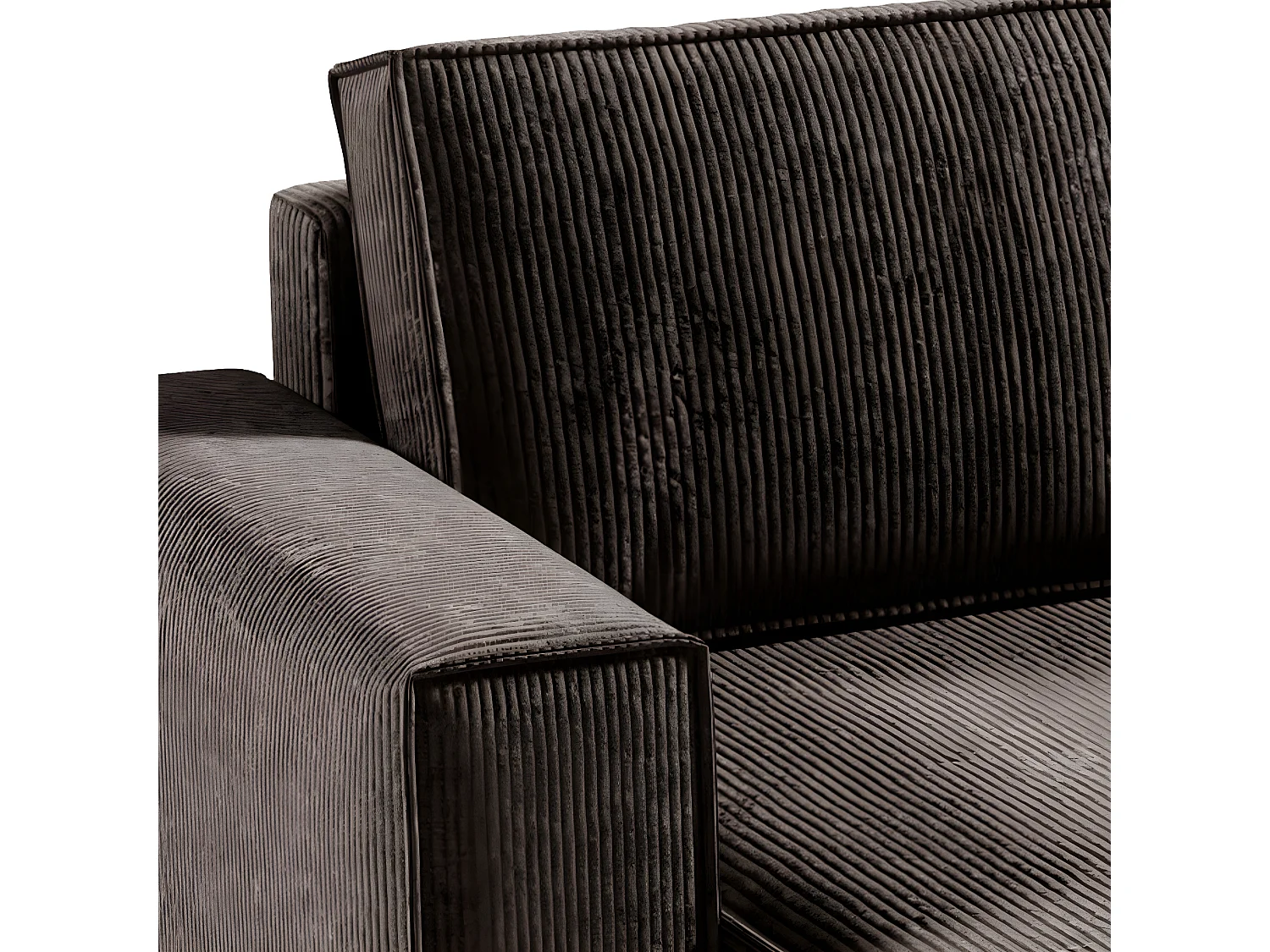 Canapé U 5 places convertible coffre Isaac velours côtelé Marron