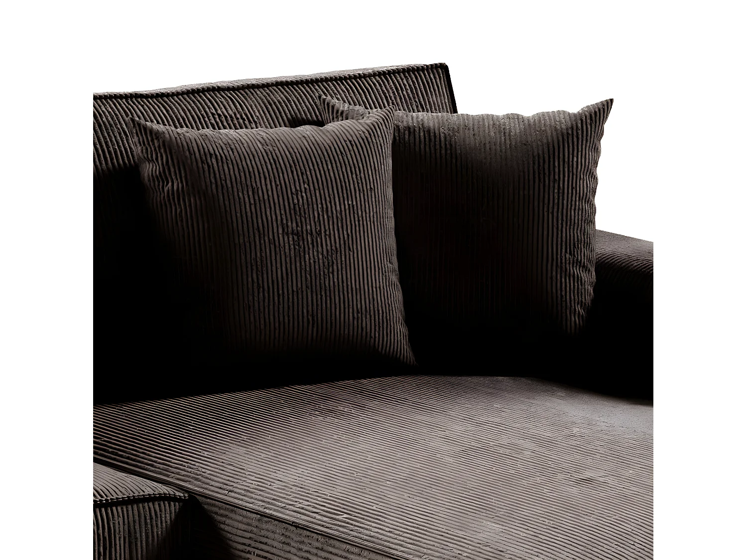 Canapé U 5 places convertible coffre Isaac velours côtelé Marron