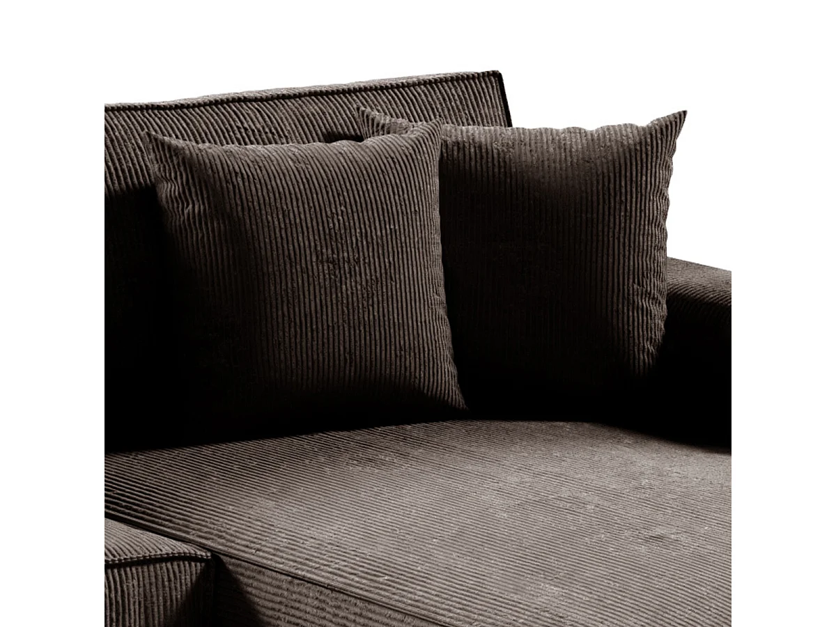 Canapé U 5 places convertible coffre Isaac velours côtelé Marron