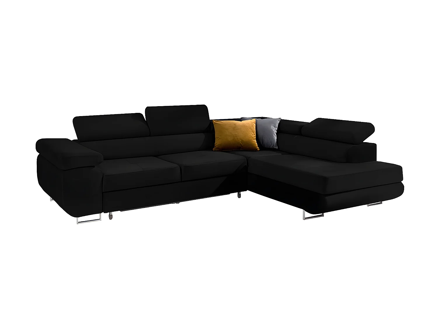 Canapé d'angle convertible droit 4 places Wilson velours Noir