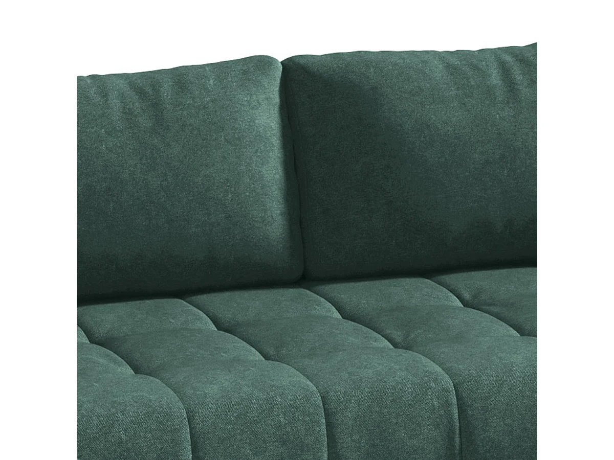 Canapé d'angle convertible 5 places avec coffre en tissu vert