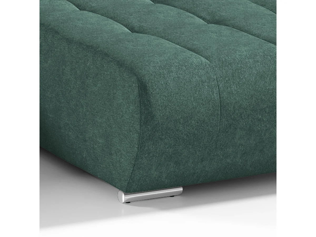 Canapé d'angle convertible 5 places avec coffre en tissu vert
