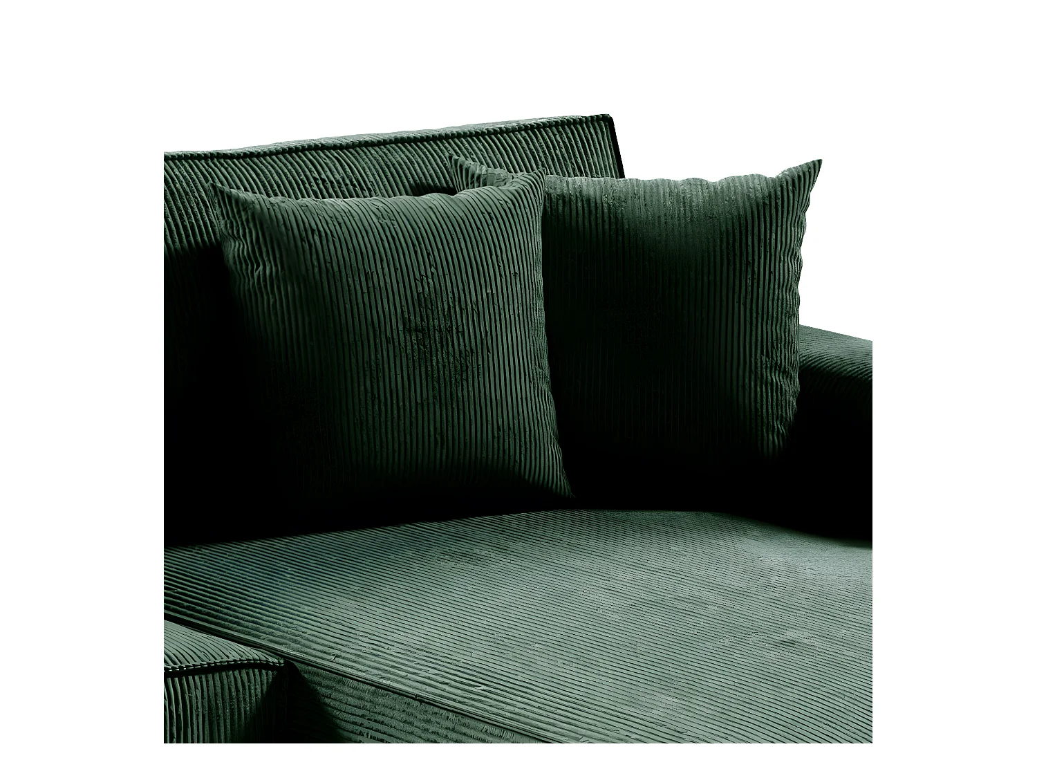 Canapé U 5 places convertible coffre Isaac velours côtelé Vert Sapin