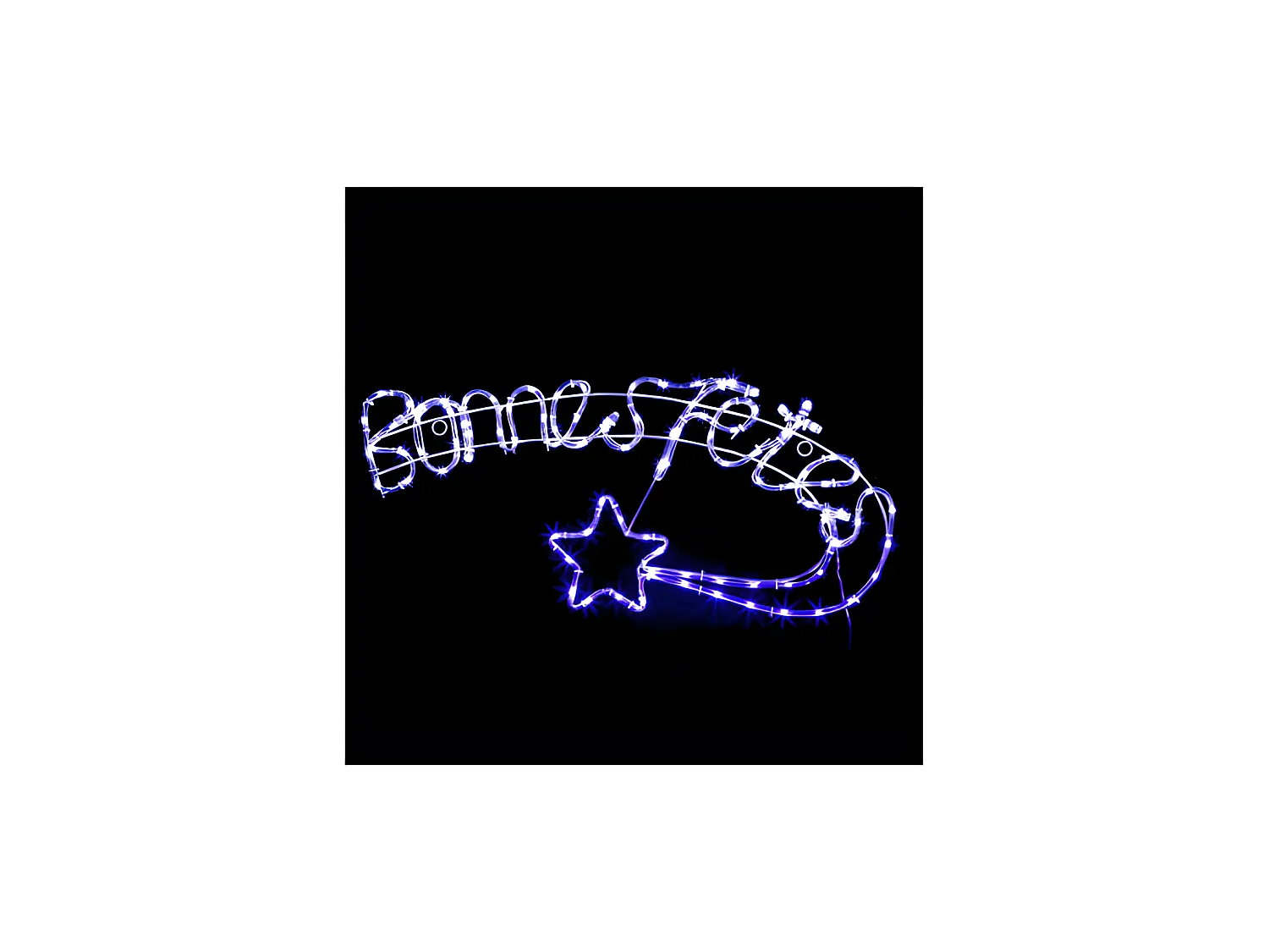 Déco de Noël Lumineuse BONNES FETES Tube Lumineux flexible LED Blanc chaud et Bleu H 40 et L 85 cm