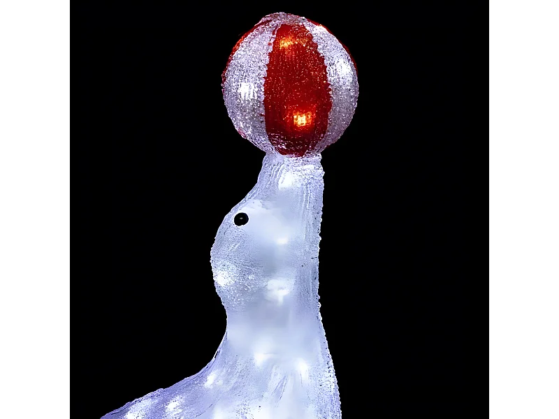 Décoration Lumineuse "Otarie Ballon" 33cm Blanc & Bleu