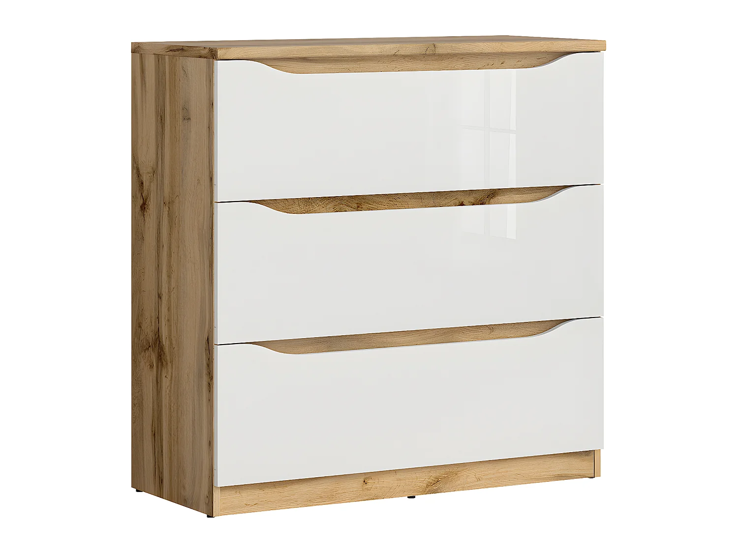 Cómoda 3 gavetas June branco e madeira 92cm