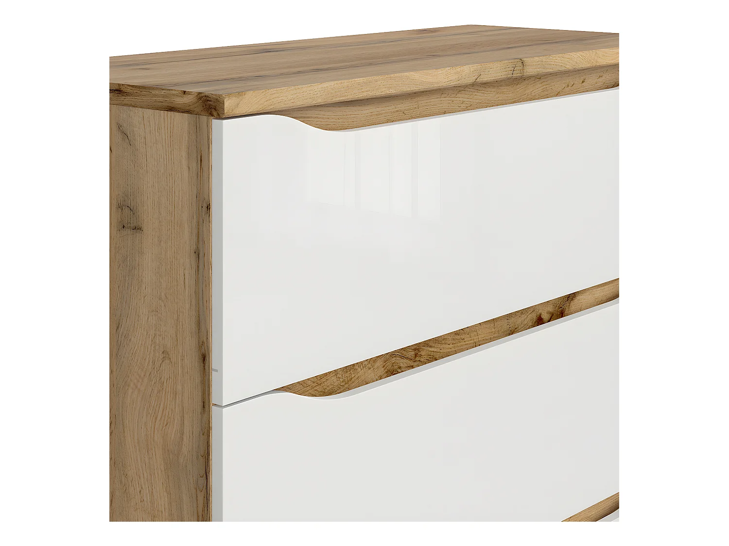 Cómoda 3 gavetas June branco e madeira 92cm