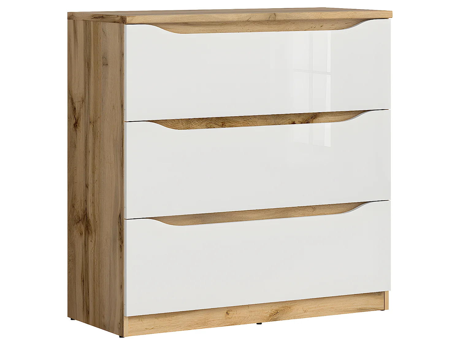 Commode 3 tiroirs June Blanc et Bois