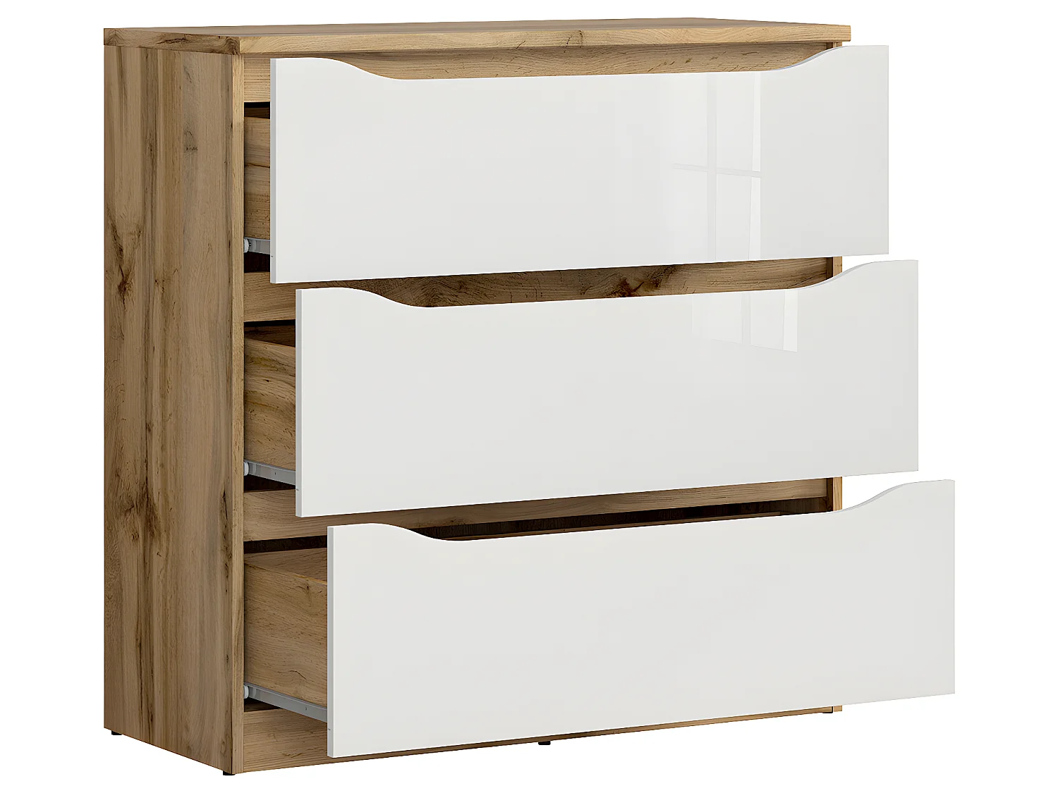 Commode 3 tiroirs June Blanc et Bois