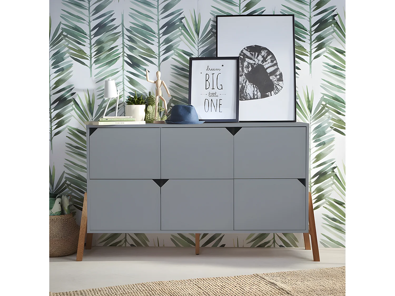 Commode 6 tiroirs Lotta Gris