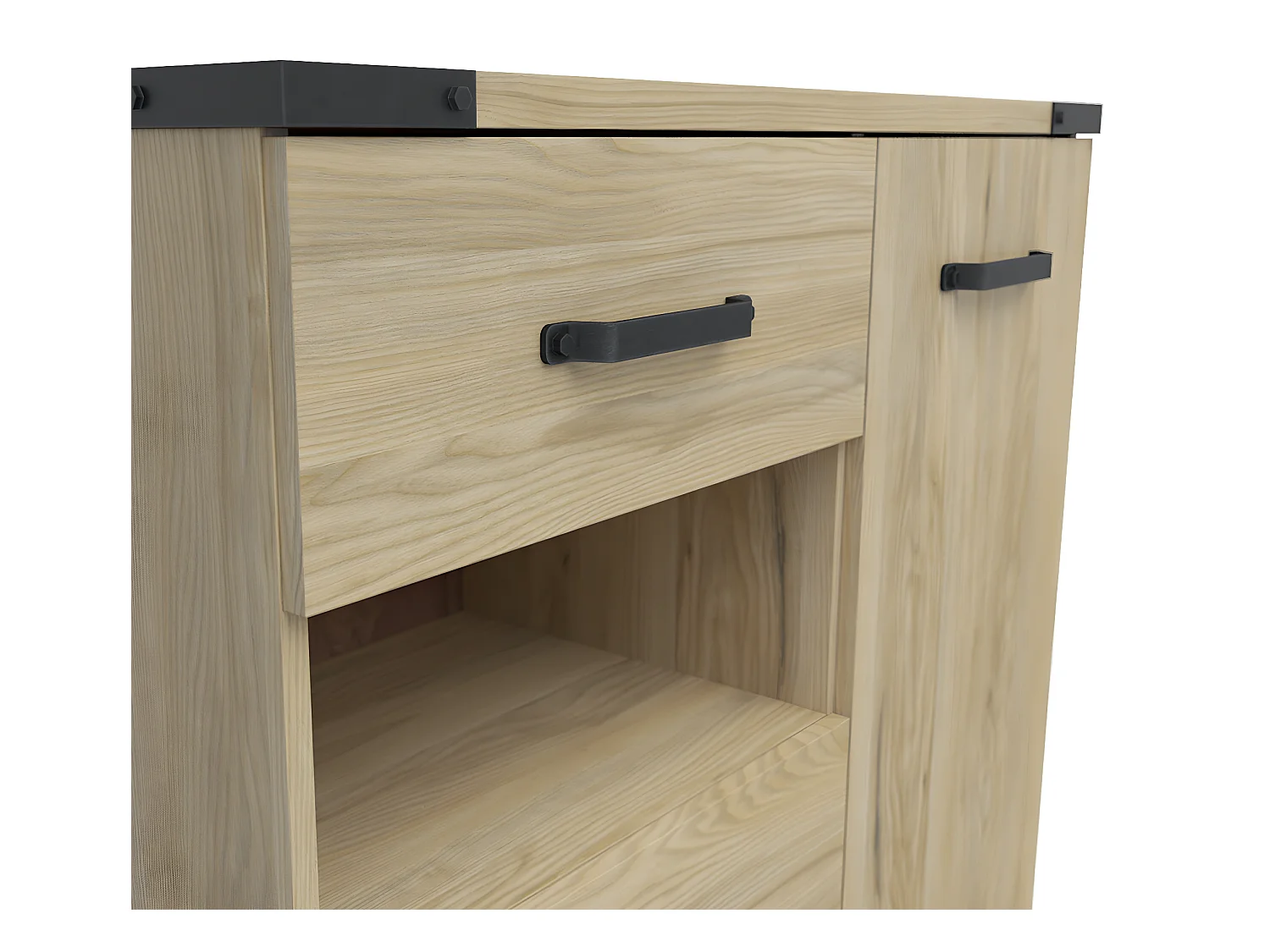 Dako Hout en Zwart 3-lade 1-deurs commode
